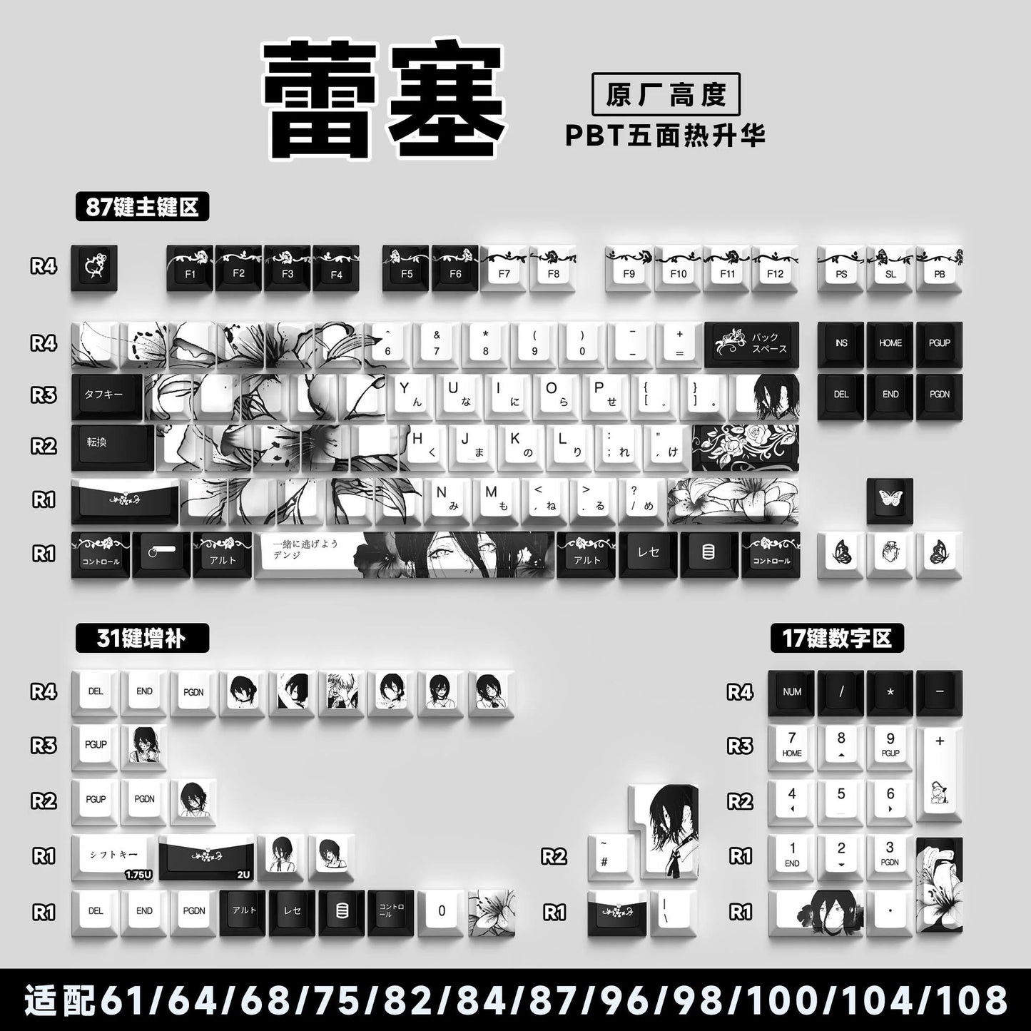 Zenith Sage — Reze Chainsaw Man Keycaps (PBT Dye-Sub)