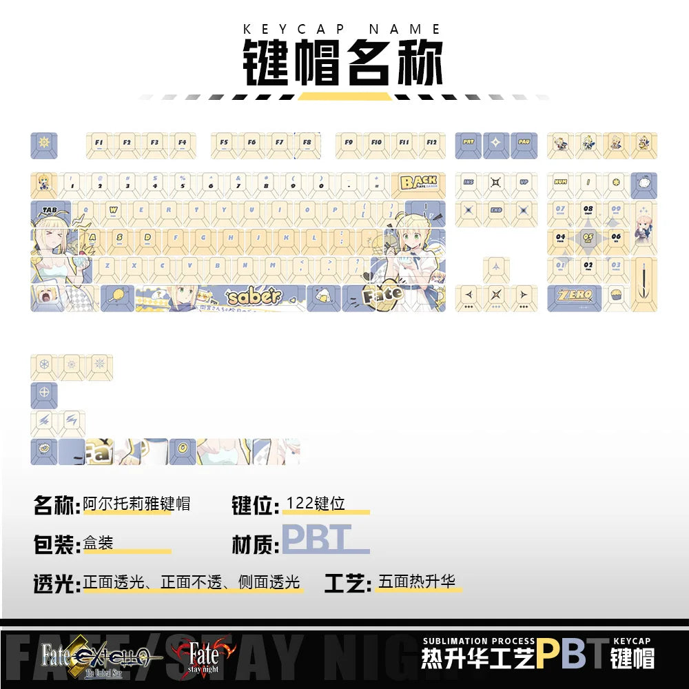 Zenith Saga — Saber Fate Anime Keycaps 120 Keys (PBT Cherry Profile)