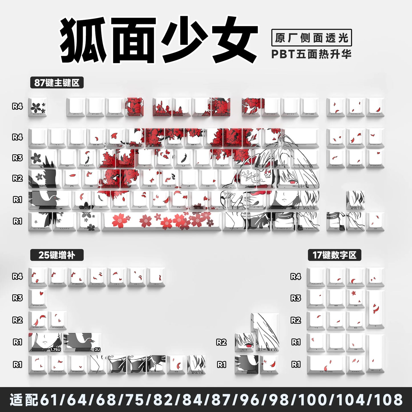 Zenith Saga — Anime Transparent Keycaps 129/135 Keys (PBT Side-Engraved)