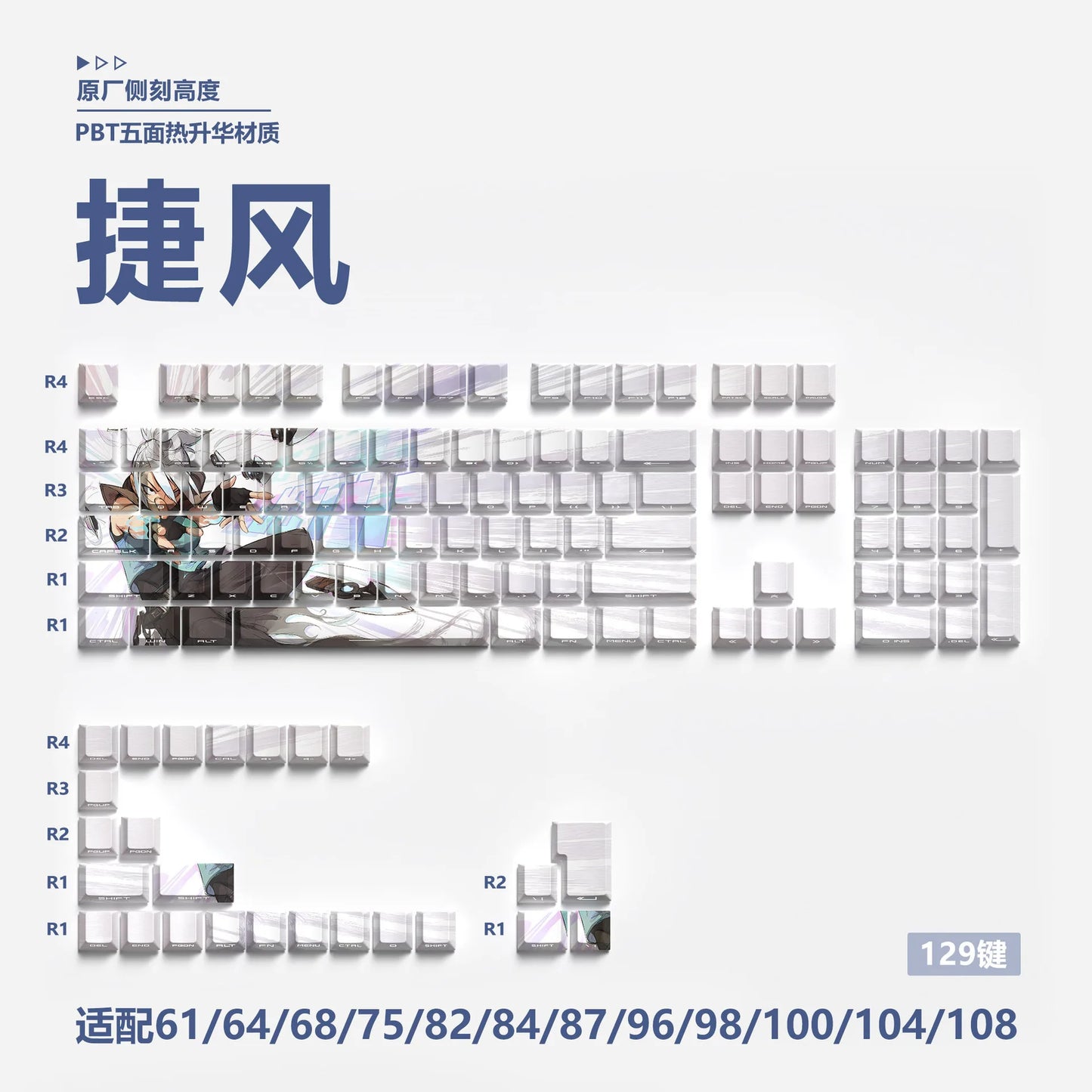 Zenith Saga — Anime Gaming Keycaps 129 Keys (PBT Five-Sided Heat Sublimation)