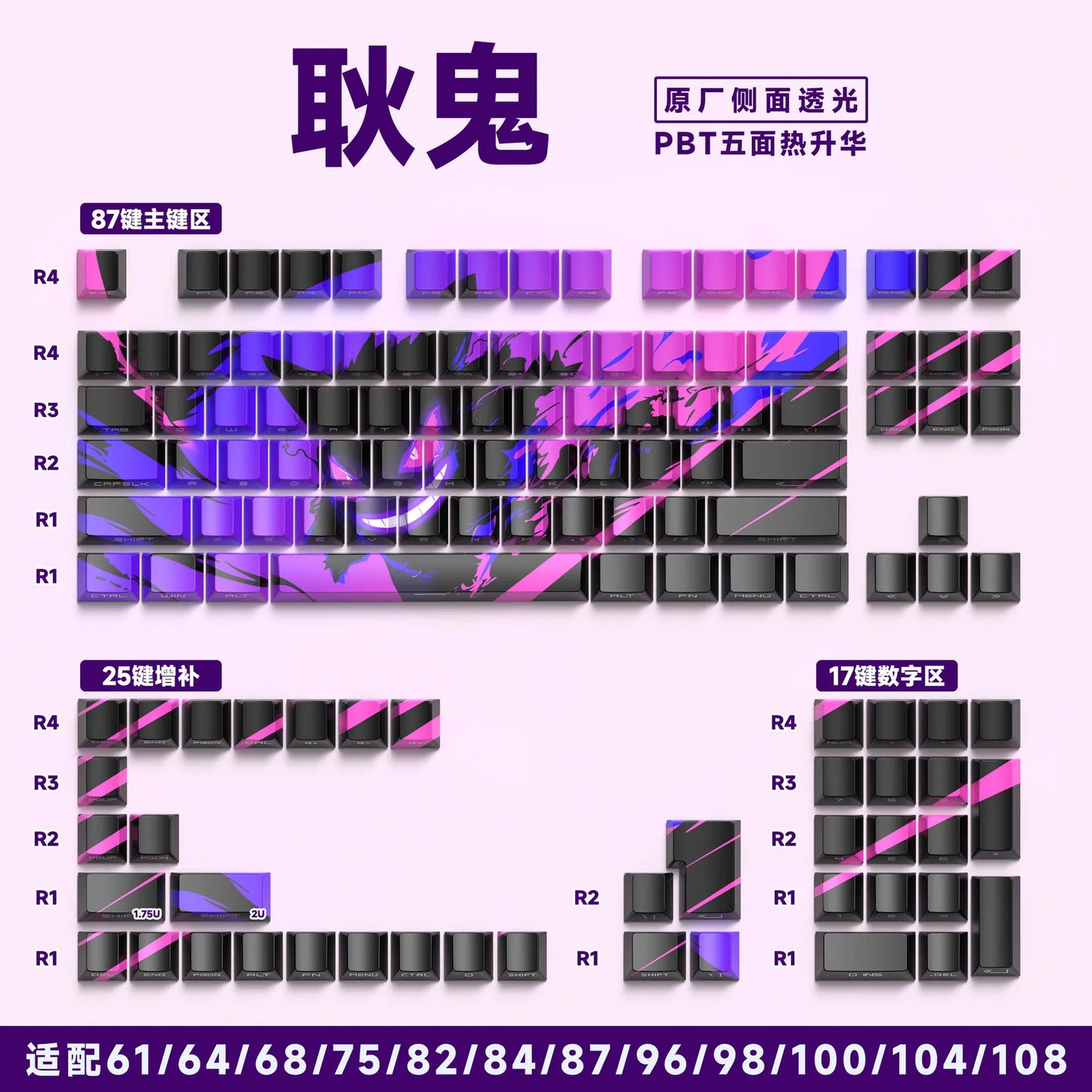 Zenith Saga — Anime Transparent Keycaps 129/135 Keys (PBT Side-Engraved)
