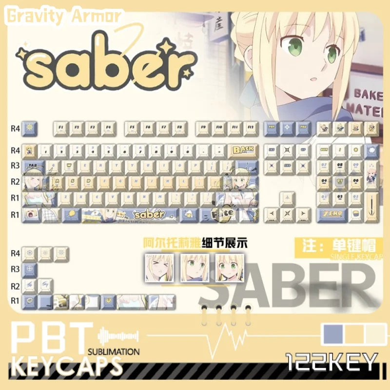 Zenith Saga — Saber Fate Anime Keycaps 120 Keys (PBT Cherry Profile)