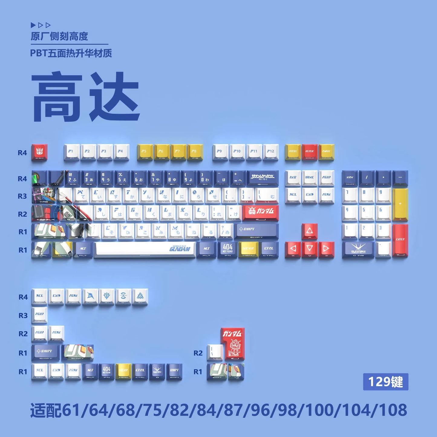 Zenith Saga — Anime Gaming Keycaps 129 Keys (PBT Five-Sided Heat Sublimation)