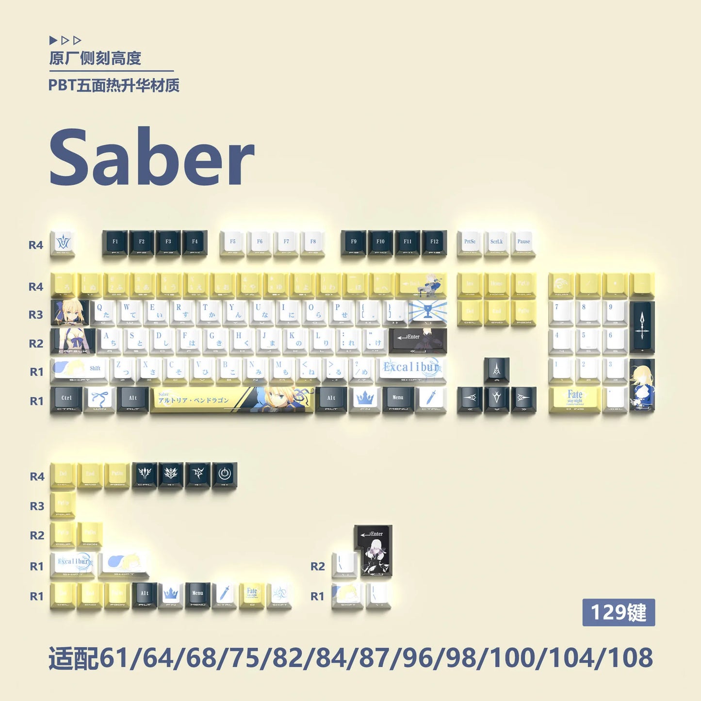 Zenith Saga — Anime Gaming Keycaps 129 Keys (PBT Five-Sided Heat Sublimation)