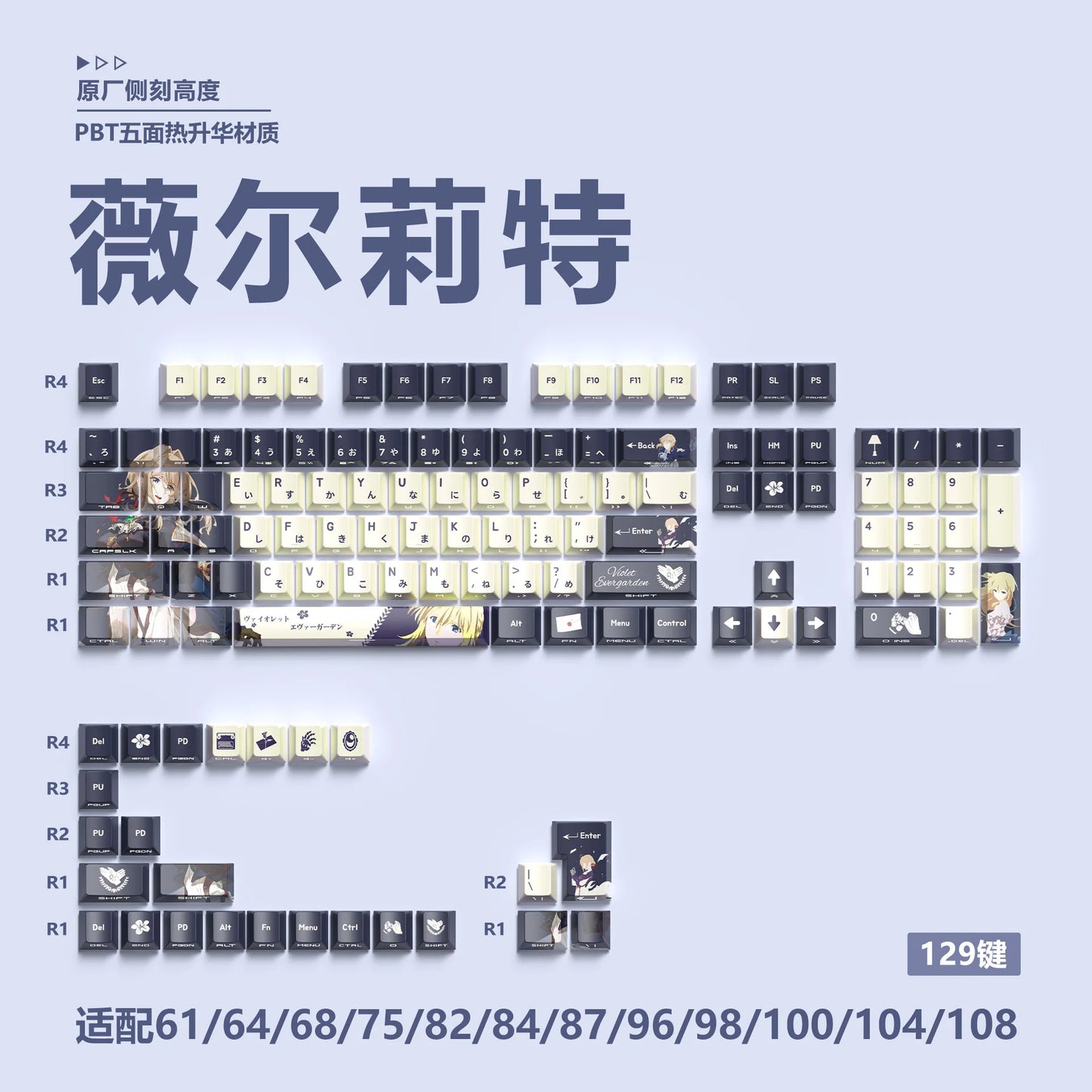 Zenith Saga — Anime Gaming Keycaps 129 Keys (PBT Five-Sided Heat Sublimation)