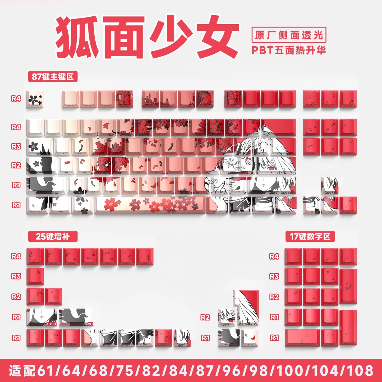 Zenith Saga — Anime Transparent Keycaps 129/135 Keys (PBT Side-Engraved)